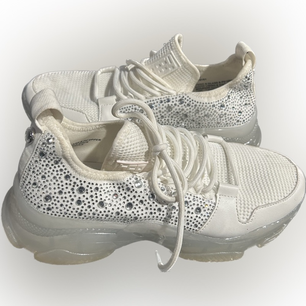 White rhinestone Steve Madden sneakers